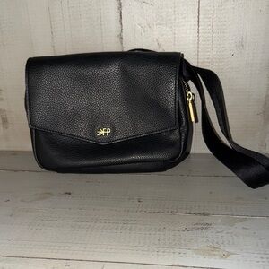 Freshly Picked Black Leather Crossbody Fanny Pack with Gold Hardware